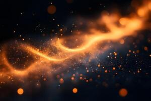 Glowing Abstract Energy Wave with Orange Sparkles for Digital Artwork and Background Design photo
