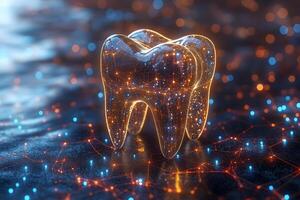 Futuristic Tooth with Digital Network Interface for Dentistry and Technology Concepts photo