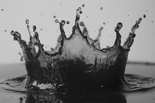 Dynamic Water Splash Crown in Monochrome for Creative Design and Abstract Art