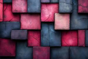 Abstract Art Pattern with Textured Red and Blue Geometric Blocks for Modern Design photo