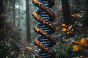 Nature-Inspired DNA Helix in Mystical Forest Setting for Scientific Exploration photo