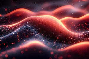 Abstract Red and Black Neon Waves - Futuristic Background Concept for Digital Design photo