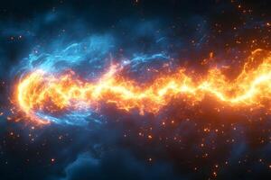 Dynamic Fusion of Fire and Ice Energy in Cosmic Battle - Abstract Art for Design and Print photo