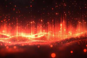 Digital Abstract Red Glowing Waveforms Background for Tech Design photo