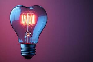 Creative Heart-Shaped Bulb on Gradient Background for Innovative Design Concepts photo