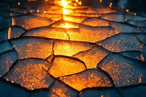 Abstract Ice Patterns with Golden Light Reflections - Winter Design for Print or Poster photo