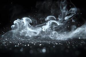 Mystical Smoke Swirls with Sparkling Particles for Creative Design and Artistic Print photo