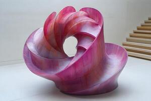 Abstract Pink Sculpture in Modern Gallery Setting for Contemporary Art and Design photo