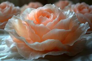 Elegant Coral Roses Nature's Artistry in Soft Bloom for Floral Design and Decoration photo