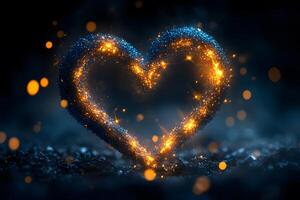 Glittering Heart Shaped Sparkles Against Soft Focus Background for Romantic Designs photo