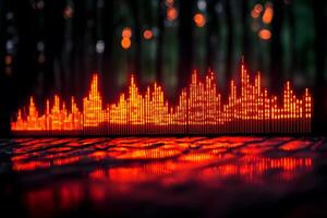 Illuminated Sound Waves in Forest Setting for Music Event Poster Design photo