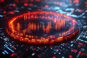 Digital Sound Wave in 3D Circular Display for Audio Technology Visualization photo