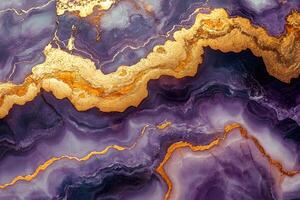 Abstract Purple and Gold Marble Texture for Luxury Design and Aesthetic Decor photo