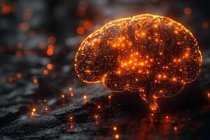 Futuristic Digital Brain with Glowing Circuitry for AI and Technology Concepts photo