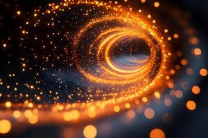 Glowing Spiral Vortex with Dynamic Particle Swirl for Futuristic Digital Design photo