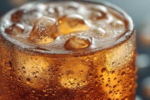 Refreshing Cold Soda with Ice Cubes and Bubbles - Perfect for Summer Quench photo