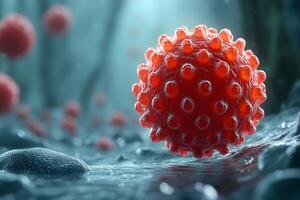 Macro View of Virus Structure in Natural Environment - Conceptual Illustration for Science and Medicine photo