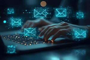 Digital Communication Concept Email Network and Technology Visualization for Modern Business photo