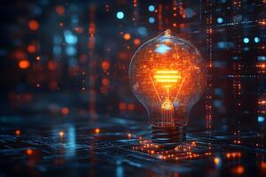 Futuristic Lightbulb with Digital Circuitry for Innovation and Technology Concepts photo