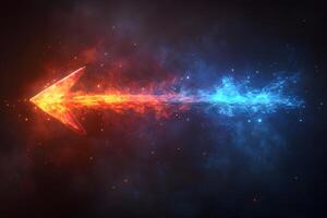 Dynamic Fire and Ice Arrow Symbolizing Opposing Forces and Energy photo