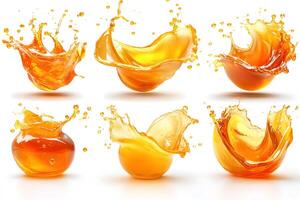 Vibrant Orange Fruit Juice Splashes in Motion for Creative Design and Print Projects photo