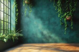 Elegant Indoor Space with Greenery and Sunlit Windows for Interior Design Inspiration photo