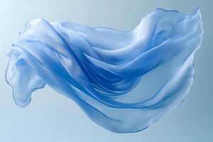 Elegant Flowing Blue Fabric Against Minimalistic Background for Design photo