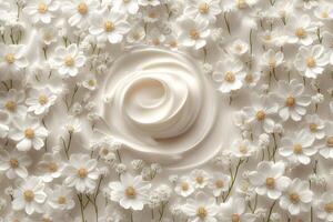 Elegant Floral Arrangement with Cream Swirl for Romantic and Decorative Designs photo