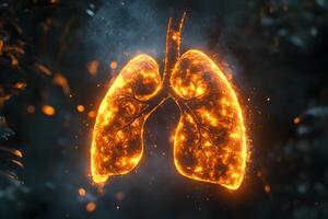 Burning Lung Health Concept Fiery Representation of Respiratory Vitality and Risk photo