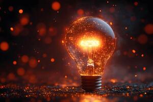 Creative Innovation Concept with Glowing Light Bulb in Warm Bokeh Setting for Design Inspiration photo