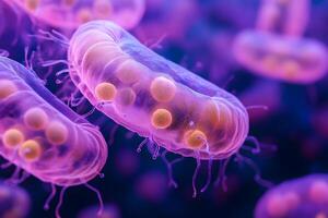 Futuristic Microscopic Life Form - Vibrant Purple and Pink Bio-Luminescent Patterns photo