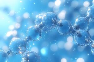Molecular Structure with Blue Bokeh Background for Scientific and Educational Use photo