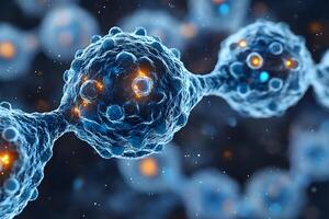 Scientific Visualization of Cell Structures Microscopic View for Educational and Research Design photo