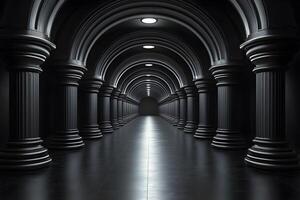 Majestic Symmetrical Corridor with Classical Columns for Architectural Designs photo