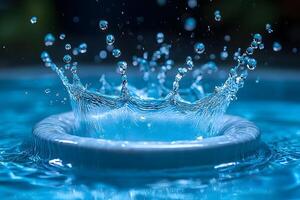 Water Splash in Blue Pool - Dynamic Motion and Splash Art for Design photo