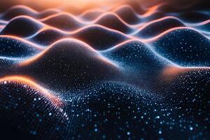 Abstract Digital Waves with Dotted Patterns and Warm Light for Futuristic Design photo