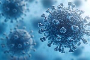 Microscopic View of Virus Particles in a Blue Light Environment - Science and Healthcare Concept photo