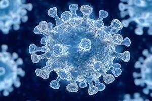 Microscopic View of Virus Cells in Blue with Detailed Structure for Science and Health photo