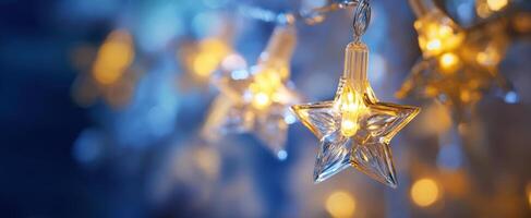 The beautiful glowing star lights creating a festive atmosphere photo
