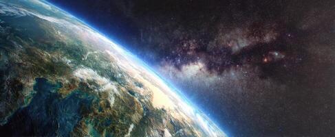 The Earth as Seen from Space with a Stunning Galactic Background photo