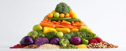 The colorful pyramid of fresh vegetables showcasing healthy eating options. photo