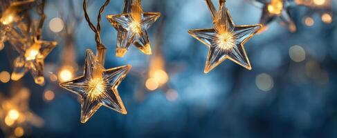 The shimmering stars illuminating the night with warm festive glow. photo