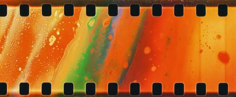 The colorful abstract film strip showcasing vibrant liquid textures and patterns. photo