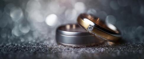 The Elegant Wedding Rings Shimmering in Romantic Light photo