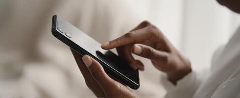 The smartphone showcasing a user engaging with digital technology and connectivity. photo