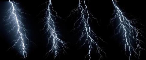 The captivating beauty of lightning strikes against a dark sky backdrop. photo