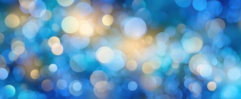The enchanting bokeh lights create a beautiful abstract blue background. photo