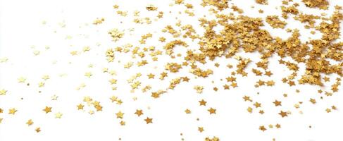 The golden star confetti creating a festive atmosphere for celebrations. photo