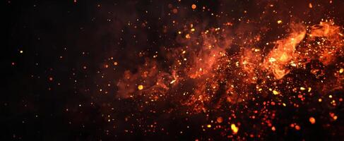 The mesmerizing beauty of flames and sparks against a dark background. photo