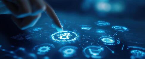 The interactive digital interface showcasing futuristic automation and technology dynamics. photo